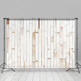 Lofaris Fuzzy Wood Wall White Beige Stripe Abstract Backdrop